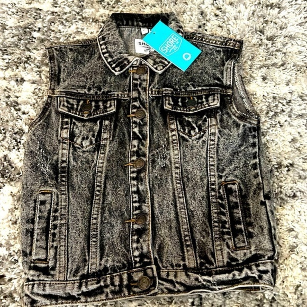 COPY - Shore apparel girls, black, distressed Jean vest  size 2T NWT